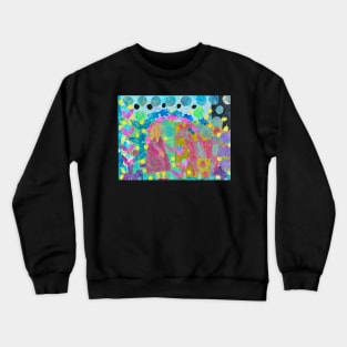 Meeting the deer and fireflies, collage,cut paper, summer Crewneck Sweatshirt